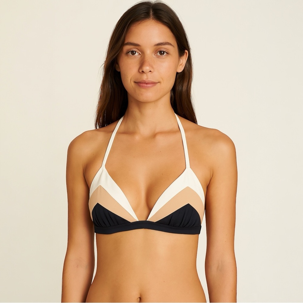 PilyQ Color Block Triangle Bikini Top